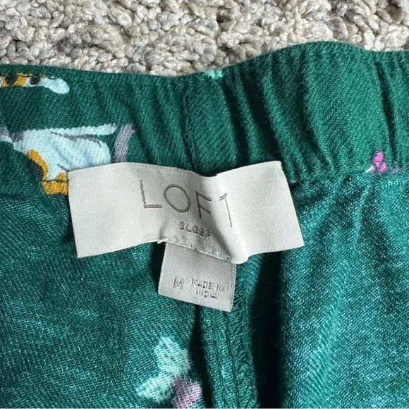 LOFT flannel kitten Cat Christmas pajamas Medium Green short sleeve pants button - Picture 14 of 16